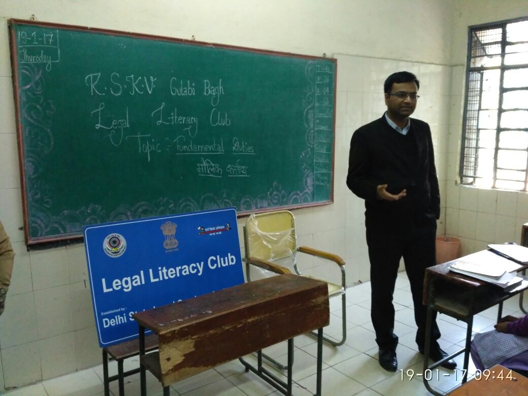 Central District Legal Services Authority  organised a Legal Literacy Class in SKV Gulabi Bagh School