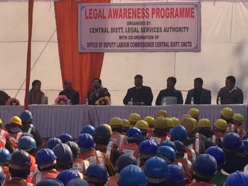 Central DLSA in coordination with Office of Labour Commissioner, Central District, GNCTD organised Legal Awareness Programme for unorganized labourers on the topic unorganized workers social security Act, 2008 and Child Labour ACt, 1986