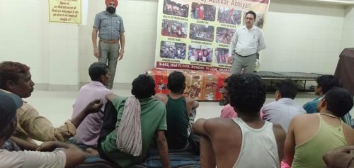 Central District Legal Services Authority set up a legal aid help desk and legal awareness program on Free legal aid services provided by DLSA and labour laws at Roushnara road Katrawala Baksh 22.05.19 through panel advocate.