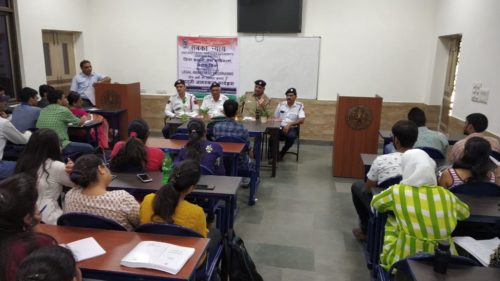 Central District Legal Services Authority organized a legal awareness session in form of Lecture cum workshop in an open interaction with the students on topic of ” Traffic Laws with special focus on recent amendments of traffic rules* at Kirori mal College on 23.10.2019.