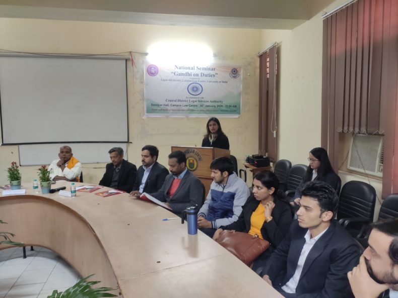 Awareness program on ” Gandhi on Duties at Campus Law” Center, Delhi University.