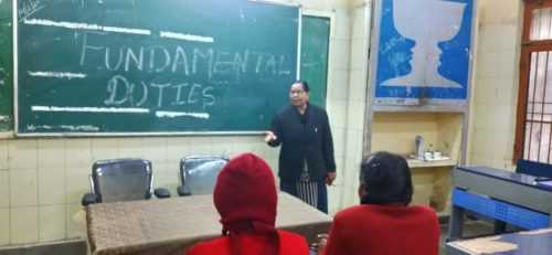 Legal Literacy Class on Fundamental Duties and Rights for girls.