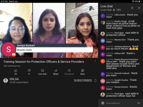 Under the aegis of Delhi State Legal Services Authority, all 11 District Legal Service Authorities conducted a virtual training programme on the topic, “Role of Protection Officers & Service Providers under Protection of Women from Domestic Violence Act, 2005″