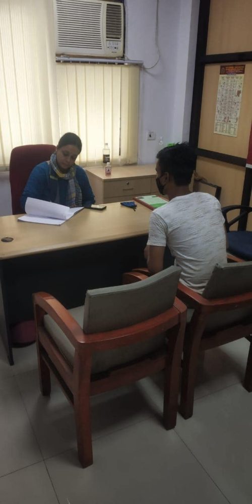 Central District Legal Services Authority under the aegis of Delhi State Legal Services Authority and National Legal Services Authority conducted personal counselling of an under-trial prisoner, Sahil, who is currently on bail.