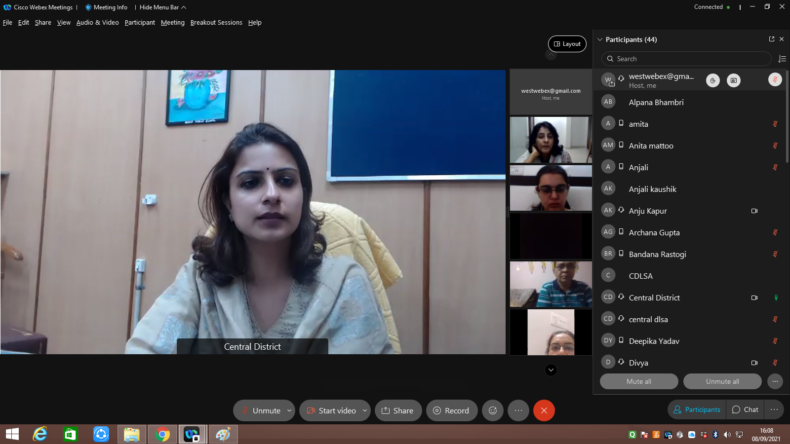 Central District Legal Services Authority under the aegis of NALSA & DSLSA, West District conducted a virtual session for Teachers of West & Central District on 08.09.2021 at 4:00pm