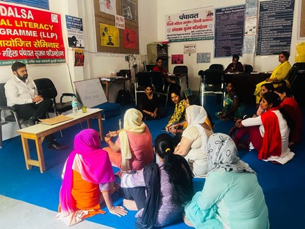 Under the aegis of National Legal Services Authority and Delhi State Legal Services Authority, Central District Legal Services Authority organized legal awareness session on 19.04.2023 in the office of Mahila Panchayat at Srijan Foundation 328 Gali No. 11, A- Block, Baba Colony, Burari, Delhi-84.