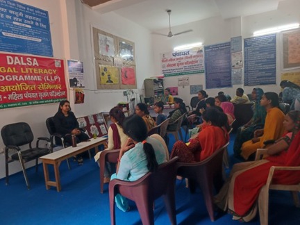 ntral District Legal Services Authority organized legal awareness session on 24.04.2023 in the office of Mahila Panchayat at Srijan Foundation 328 Gali No. 11, A- Block, Baba Colony, Burari,