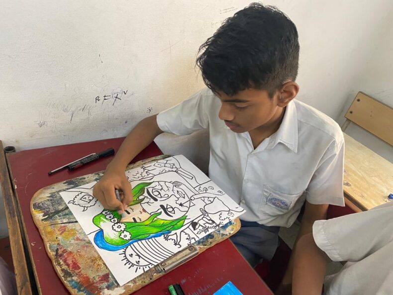 Central District Legal Services Authority under the aegis of NALSA and DSLSA, in the observance of Earth Day organized drawing competition on the topic of Earth Day for students from class 6 to 9 at Salwan Boys Senior Secondary School, Old Rajendra Nagar,