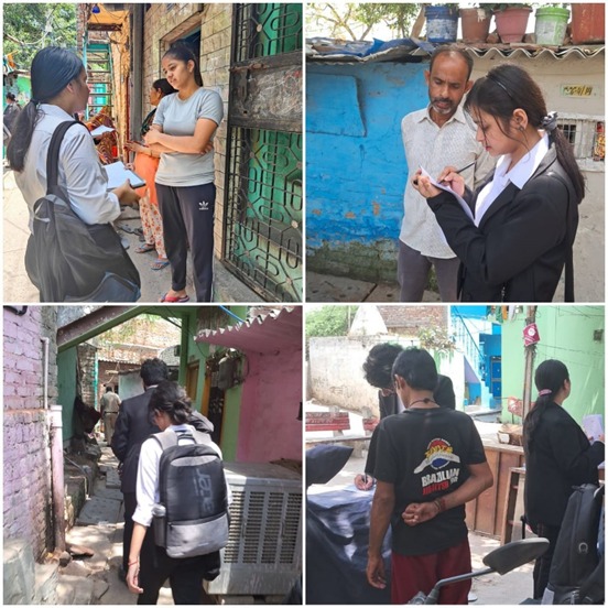 In the continuation of summer internship Programme for law students/interns (Group-V) with Central DLSA from 07th to 12th June 2023, on 09.06.2023, 12 interns conducted door-to-door visit campaign in targeted communities and areas as follows