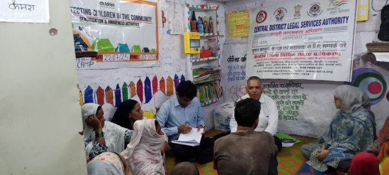 Legal Awareness Camp in collaboration with RCI NGO at Darbhanga Community, Amar Park, Zakhira on 22 July 2025