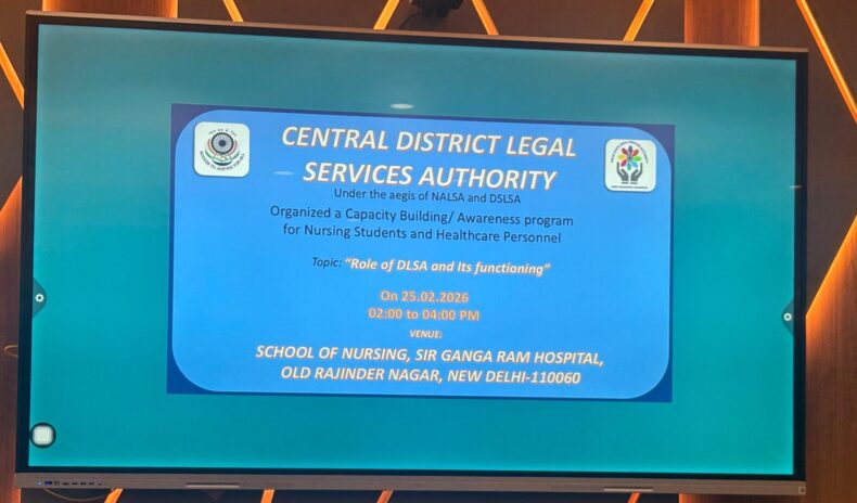 Legal Awareness Session on “Role of DLSA and its Functioning” was conducted at Sir Ganga Ram Hospital, Rajinder Nagar, Delhi, by Ld. Secretary Sh. Abhitesh Kumar, Central DLSA on 25.02.2026