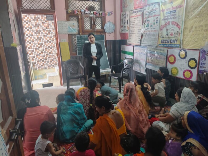 CDLSA organized a Legal Awareness Session at SSK-484, Baba Colony, Burari, Delhi under the ASHA Scheme as part of the “Bal Vivah Mukt Bharat” Campaign. The session was on “Preventing Child Marriage through Continued Education”  on 12.03.3036