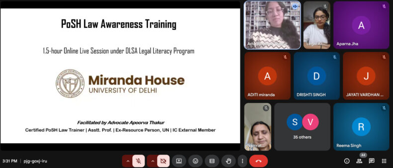 Legal literacy workshop series “Vidhi Vaarta: Saksham through Shakti” on the topic “Sexual Harassment of Women at Workplace (Prevention, Prohibition and Redressal) Act, 2013 (POSH Act)” in virtual mode on 16.04.2026