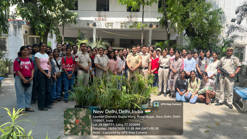 CDLSA facilitated an educational visit at Roop Ngar Police Station for around 80 students and faculty members of Miranda House College, University of Delhi, as part of the annual legal literacy workshop programme “Vidhi Vaarta: Saksham through Shakti.” on 18.04.2026