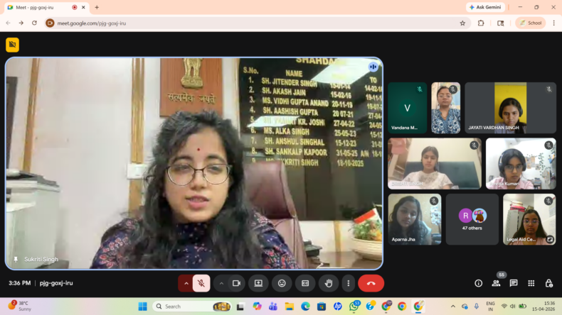 CDLSA, in collaboration with Miranda House College conducted a session under the legal literacy workshop series “Vidhi Vaarta: Saksham through Shakti” on the topics “Dowry Prohibition Act, 1961” and “Protection of Women from Domestic Violence Act, 2005” in virtual mode on 15.04.2026