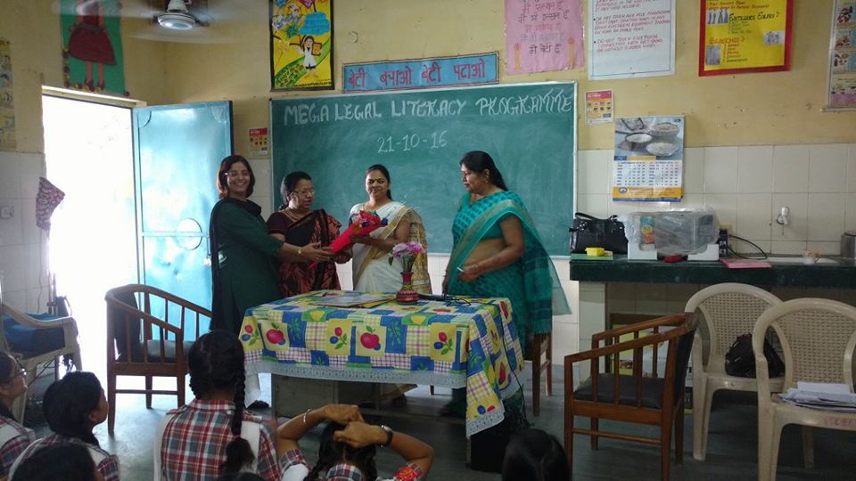 Ms. Neelam Rani, LAC DLSA inaugurated the Mass Legal Literacy Campaign of DLSA East on 20.10.2016 at 8:00 am at SKV, Krishna Nagar, Delhi, by lighting of lamp. Ld. Chairman DLSA East delivered lecture to students of SKV, Krishna Nagar, on 20.10.2016 at 8:00 am to 9:30 am during the Inaugural Programme of Mass Legal Literacy Campaign being conducted by DLSA East in 88 Govt Schools from 20.10.16 to 24.10.16. Almost all the Ld. Judges of East District, KKD Courts are participating in the above campaign on different dates. All the Ld. Judges shall address the students on the topics “Traffic Laws, Fundamental Duties, POCSO Act”. Photos of Ld. Judges addressing the students are being uploaded.