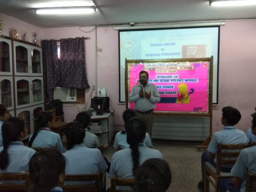 In compliance of directions of DSLSA, DLSA (East) in association with District Education Authorities organised an Awareness-cum-Sensitization Programme at “RYAN INTERNATIONAL SCHOOL”, MAYUR VIHAR PHASE-III, OPP. PANKAJ PLAZA  for the students of the school on “Sexual Violence Module” on 18.07.2018.  Sh. Pawan Kumar, Secretary (DLSA)/East was the Resource Person for the programme who addressed a big number of  students through lectures, PPTs, Videos etc. and had interaction with them.
