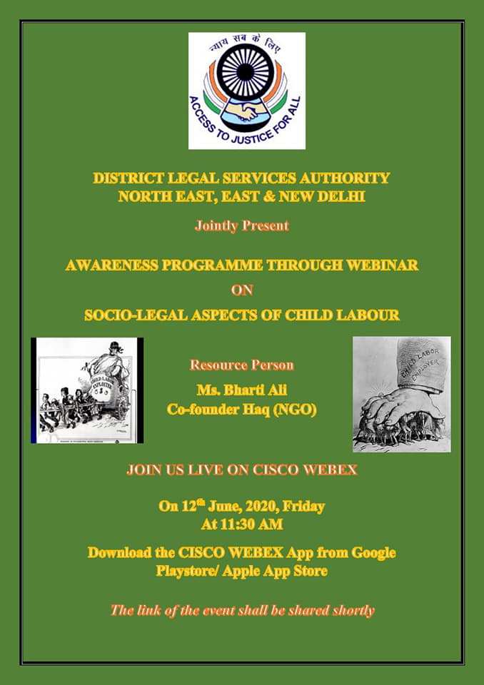 Webinar on SOCIO LEGAL ASPECTS OF CHILD LABOUR