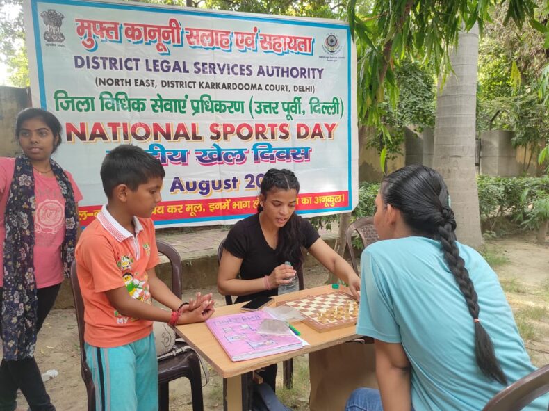 DLSA North-East celebrated “National Sports Day” and organized an awareness sessions for the same on 29-08-2023  at Mahila Park Gokulpuri Delhi