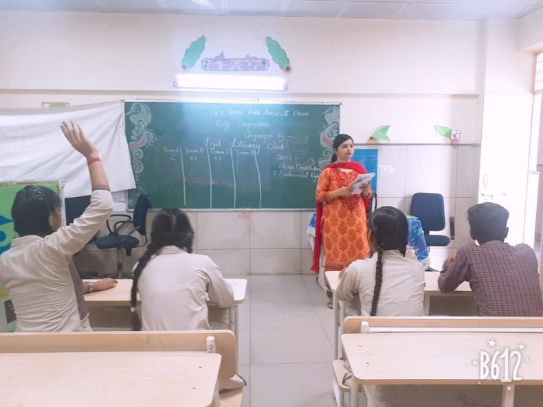 A QUIZ was organized by DLSA, NW on the topic “Indian Constitution and Fundamental Rights and Duties” on 13.08.2018 in Sarvodaya Kanya Vidyalaya, Ashok Vihar, Delhi