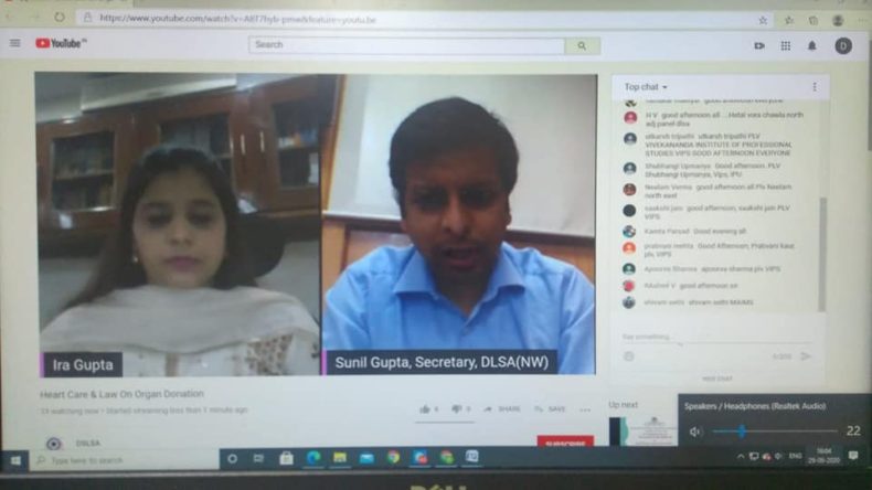 On 29.09.2020, a webinar on “Heart Care & Law on organ donation” was jointly conducted by DLSA (N-W), DLSA (East), DLSA (N-E), DLSA (Shahdara) and DLSA (North)