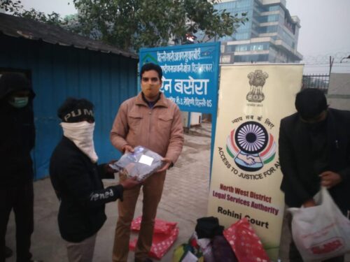 On 21.01.2022, North-West District Legal Services Authority organised “Legal Awareness cum Winter Clothes Distribution Program” at Night Shelter Home, Sector-3, Rohini near Kali Mata Mandir.