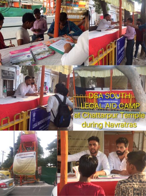 DLSA (SOUTH) ESTABLISHED LEGAL SERVICE CLINICS/ HELP DESK AT CHATTARPUR TEMPLE, MEHRAULI, DELHI ON 21.09.2017 TO 28.09.2017