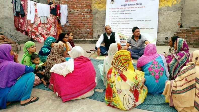 UNDER THE CAMPAIGN “CONNECTING TO SERVE” LEGAL AWARENESS PROGRAMME AT COMMUNITY LEVEL IN THE AREA OF PANCHAYAT GHAR, TAJ PUR PAHARI, BADARPUR, NEW DELHI ON 15.11.2017