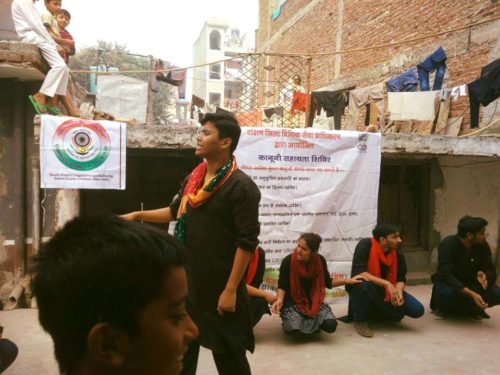 UNDER THE CAMPAIGN ‘CONNECTING TO SERVE” DLSA (SOUTH) ORGANIZED AWARENESS CAMP AND NUKKAD NATAK AT (BLOCK D-1 ), TIGRI EXTENSION ON 12.11.2017