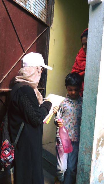 UNER THE ANGANWADI PROJECT “DEHLEEJ” DOOR TO DOOR CAMPAIGN AT E-BLOCK, JJ CAMP, TIGRI EXTENSION, NEW DELHI ON 15.11.2017