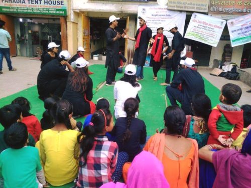 UNDER THE CAMPAIGN ‘CONNECTING TO SERVE” DLSA (SOUTH) ORGANIZED AWARENESS CAMP AND NUKKAD NATAK AT MADANGIRI-I ON 13.11.2017