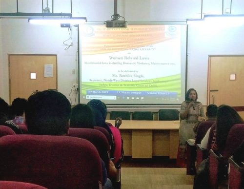 DLSA (SOUTH) CONVENED THE ADD ON COURSE ON “LEGAL LITERACY” AT SHAHEED BHAGAT SINGH COLLEGE ON 14.03.2019