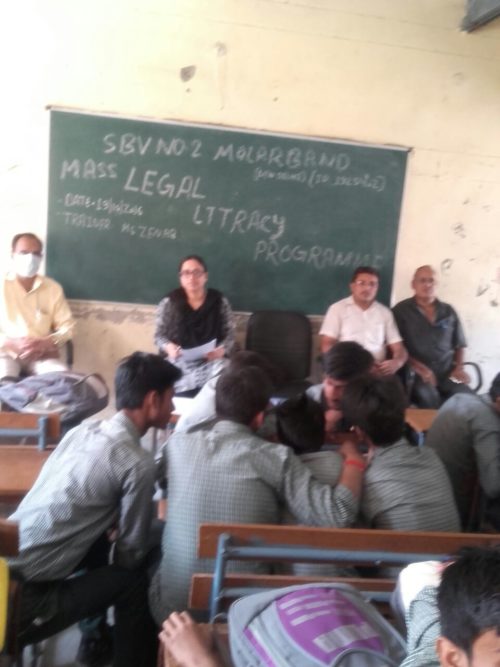 MASS LEGAL LITERACY CAMPAIGN CONDUCTED AT SBV NO. 2, MOLARBAND ON 19.10.2016