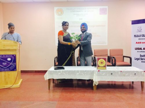 DLSA South East organized by Legal Awareness Programme at PGDAV College on 29.08.2017