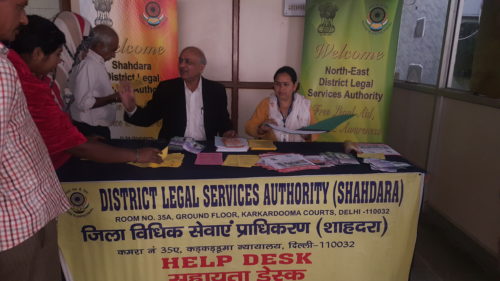 Set-up Help Desk at conspicuous places within the premises of Karkardooma Court Complex
