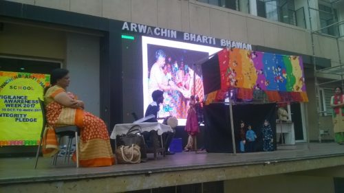 Puppet Show at Arwachin Bharti Bhawan, Senior Secondary School, Vivek Vihar, Shahdara, Delhi on 30.10.2017.