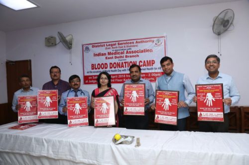 Blood Donation Camp was organized by DLSA Shahdara, DLSA East & DLSA North East in association with Indian Medical Association, East Delhi Branch on 07.04.2018 at Judges Lounge, 3rd Floor, Karkardooma Court Complex, Delhi.