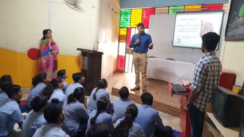 Delhi State Legal Services Authority, Legal Literacy Classes on Module of Sexual Violence “Child Abuse and Violence-Interpersonal and Digital World” was conducted for Children studying in class 9th to 12th Class at Happy English School, Sharad Vihar, Delhi on 08.05.2018.