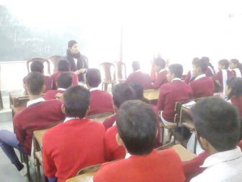 Legal Awareness Programme on Human Rights at Govt. Co-Ed Sr. Sec. School, Kanganheri, New Delhi on 23-12-2016 by Ms. Manisha Shokeen, Legal Aid Counsel