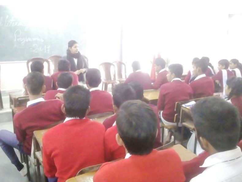 Legal Awareness Programme on Human Rights at Govt. Co-Ed Sr. Sec. School, Kanganheri, New Delhi on 23-12-2016 by Ms. Manisha Shokeen, Legal Aid Counsel