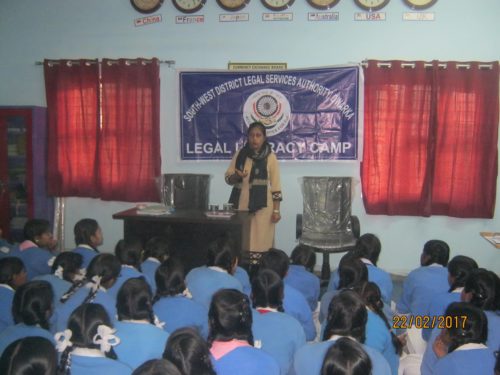 Legal Awareness Programme conducted by Adv. Saroj (LAC), South-West Dlsa at GSSS No.2 Janak Puri on topic POCOSO Act on 22.02.2017