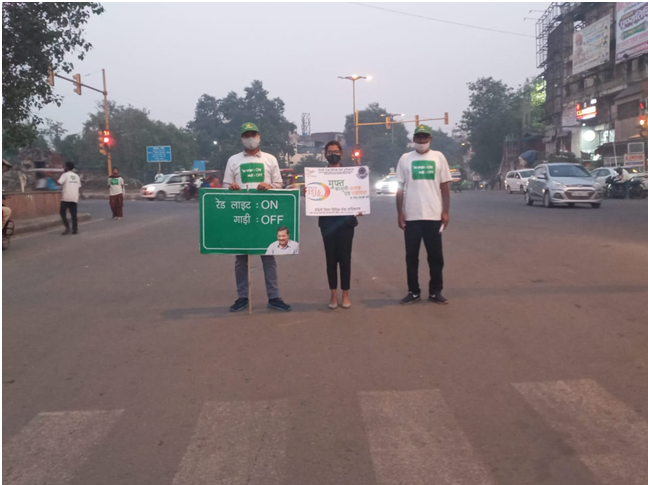 West DLSA deputed two PLVs to act as “Human Billboards” at Anand Parbat Red Light and Tilak Nagar Red Light