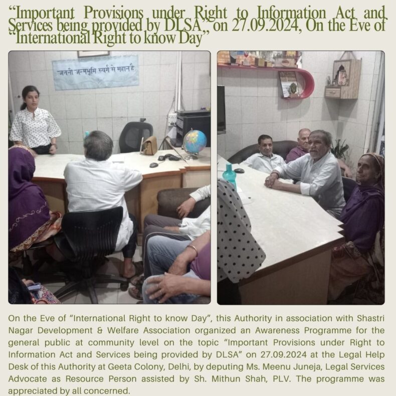 Awareness Programme on the eve of “International Right to know Day” 27.09.2024