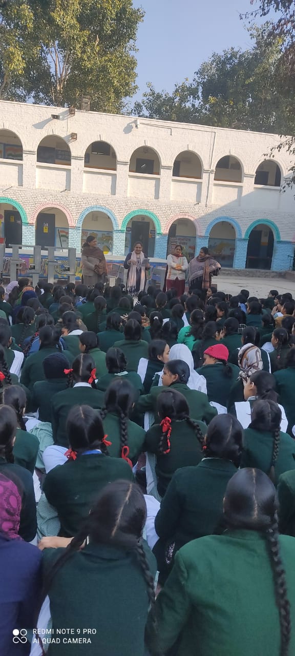 Under the project, “DISHA – Disseminating Information to Secure Wholesome Awareness among children: सजग एवं सुरक्षित बचपन की ओर”. An awareness programme was organised for the students of classes 6th to 12th on the topic of “ Good Touch Bad Touch, Virtual Touch Cyber Safety Cyber Crime, POCSO, Child Labour and  Road Safety on 06-02-2025 to 07-02-2025