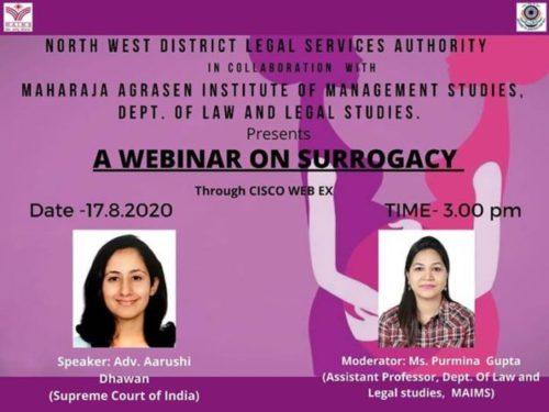 Webinar on the topic Surrogacy scheduled on 17.08.2020