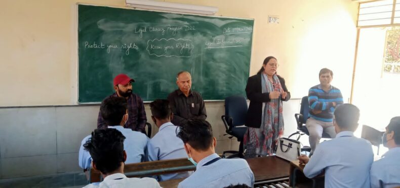 On 02.03.2022, legal literacy programme on the topic  “Free Legal Aid and POCSO Act” was conducted for the students of Sarvodaya Bal Vidyalaya, H-Block, Sultanpuri.