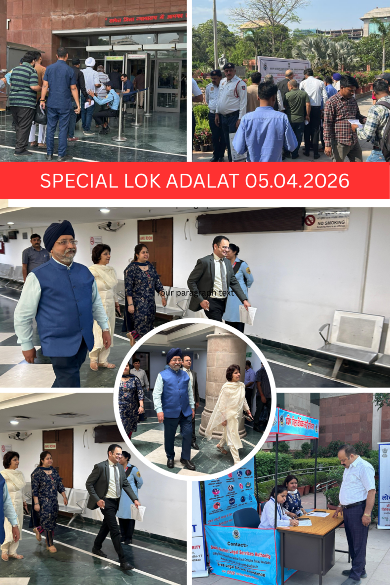 Special Lok Adalat (Traffic Challans) on 5th April 2026 (Sunday) at the Saket Court Complex.
