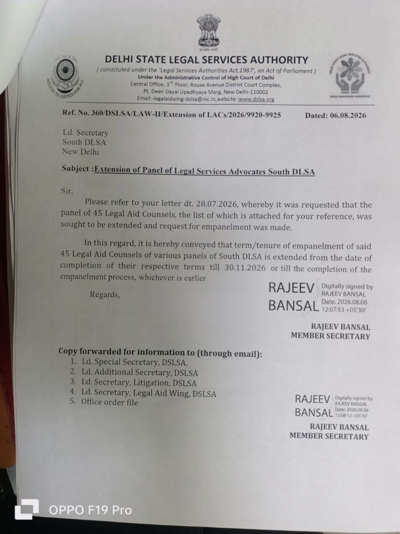 Extension of Panel of Legal Services Advocates South DLSA