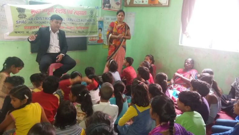 DLSA Shahdara organized Legal Awareness Programme on the topic “Protection of Children from Sexual Violence Offences Act, 2012 ” at L-Block, Janta Mazdoor Colony, Welcome, Delhi on 19.05.2018.