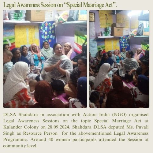 Legal Awareness Session on “Special Marriage Act”